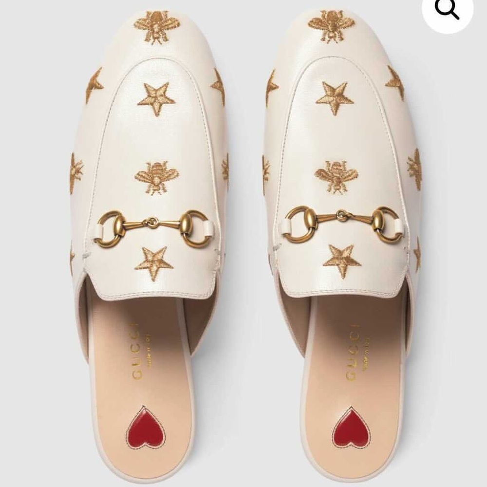 GUCCI Princetown embroidered leather slipper